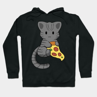 Grey Tabby Cat with Pizza Hoodie